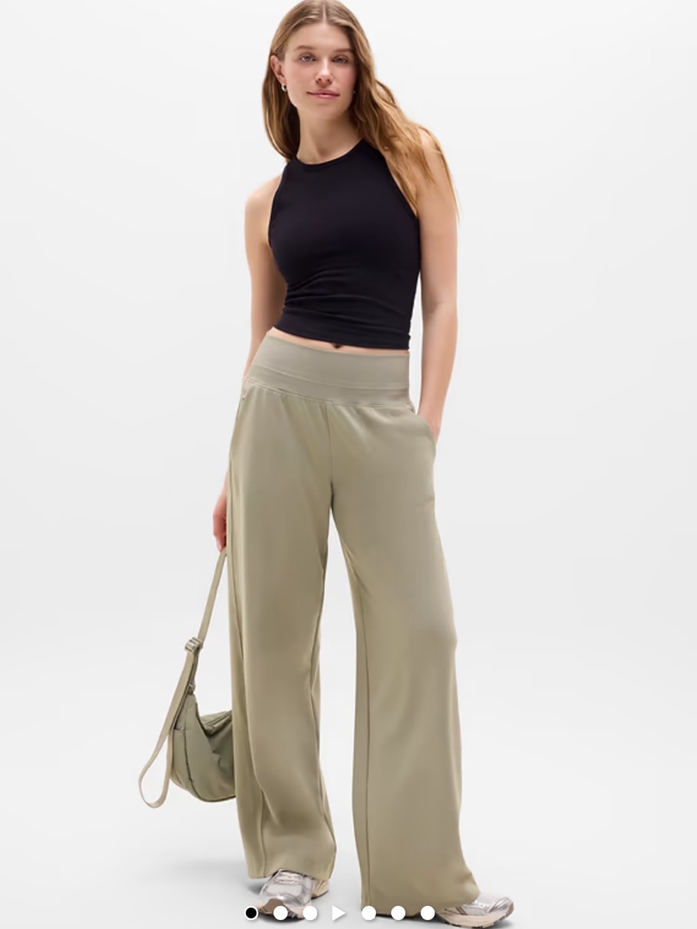 Athleta Venice Wide Leg Pull-On Pants in color Willow